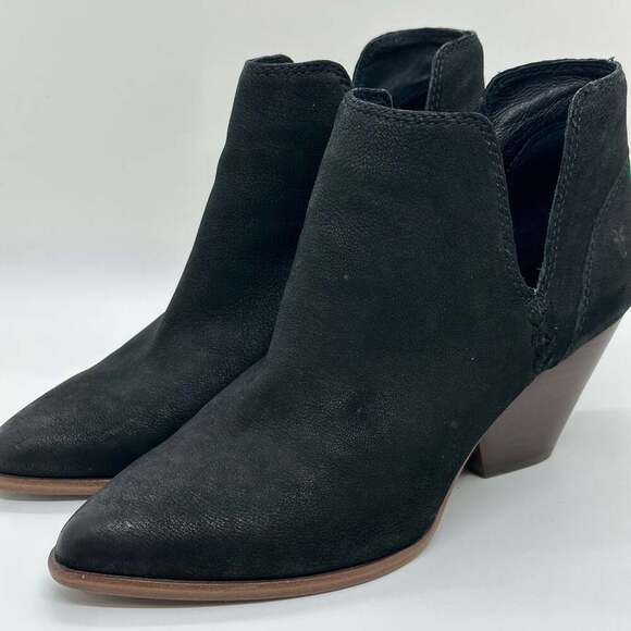 FRYE Reina Black Suede Cut Out Western Ankle Booties - Picture 6 of 10